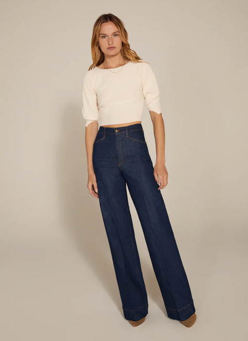 Favorite Daughter The Mischa Wide Leg Pant- Pepper-FD Trunk Show-Hand In Pocket