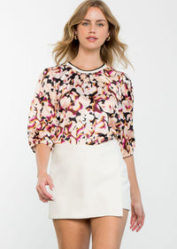 Tina Mid Sleeve Print Top ***FINAL SALE***-Hand In Pocket