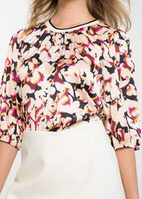 Tina Mid Sleeve Print Top ***FINAL SALE***-Hand In Pocket