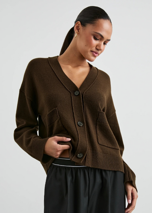 Rails Lindi Cardigan- Dark Moss-Hand In Pocket