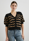 Rails Isla Sweater- Black Camel Stripe-Hand In Pocket