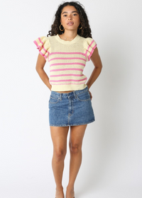 Abigail Stripe Sweater- Butter Yellow/ Pink-Hand In Pocket