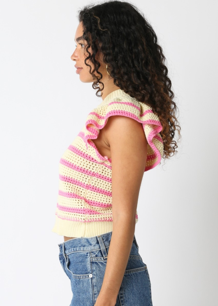 Abigail Stripe Sweater- Butter Yellow/ Pink-Hand In Pocket