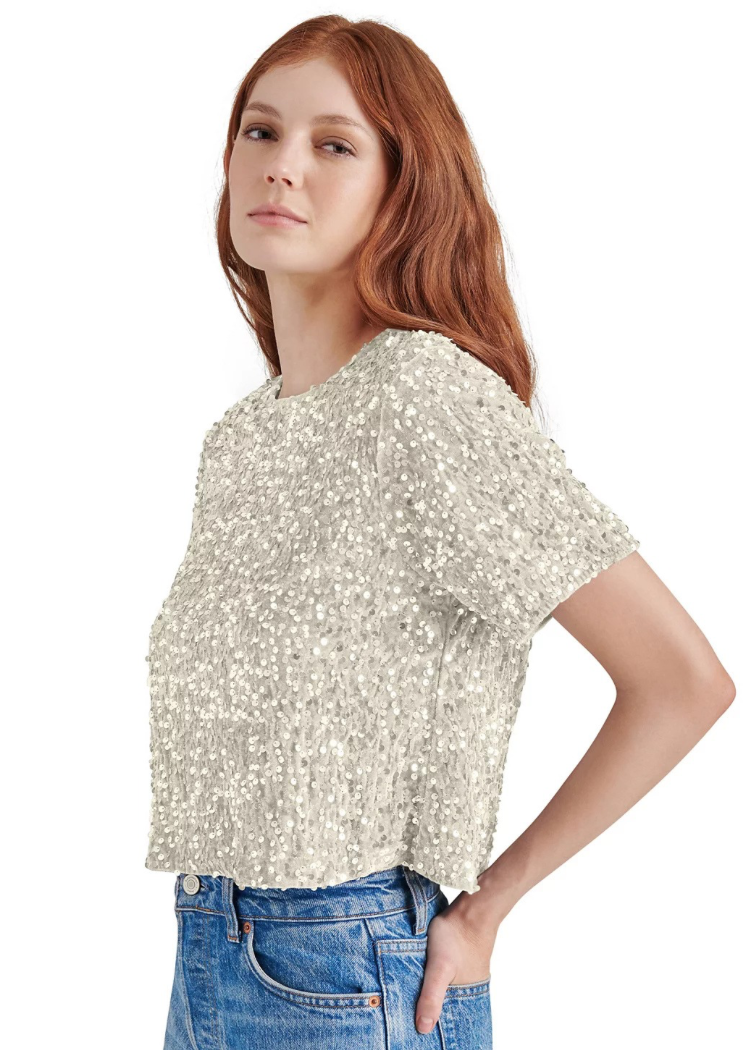 Steve Madden Cressa Top- Ivory-Hand In Pocket