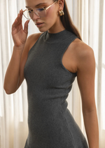 Line + Dot Katie Sweater Dress- Charcoal-Hand In Pocket