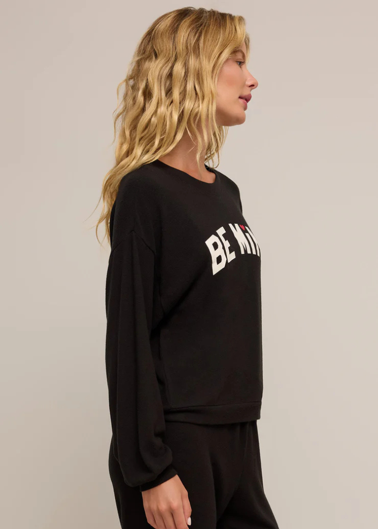 Z Supply Be Mine L/S Tee- Black-Hand In Pocket