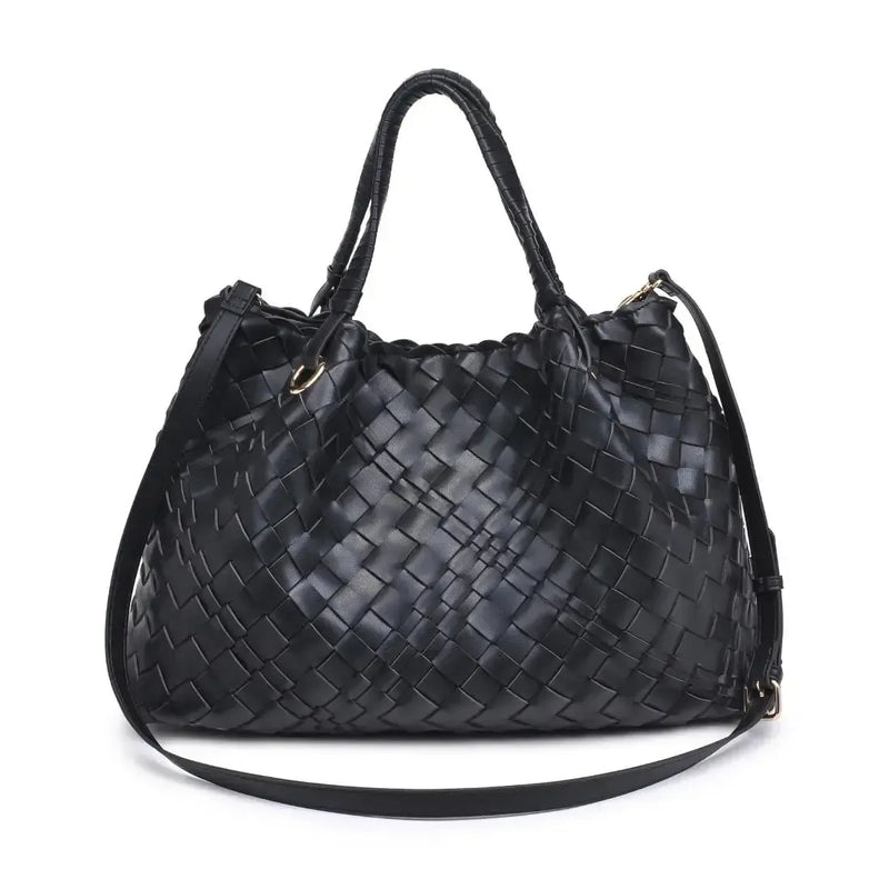 Urban Expressions Natalie Woven Tote-Black-Hand In Pocket