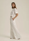 Favorite Daughter Wide Leg Linen Pant- White-Hand In Pocket