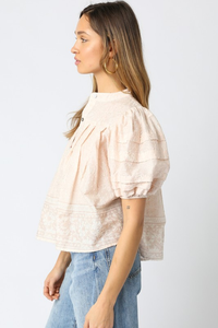 Lynn Puff Sleeve Top- Natural-Hand In Pocket