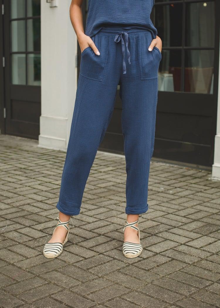 Bobi Cotton Pocket Pant - Coast-***FINAL SALE***-Hand In Pocket