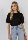 Wilson Pleated Shoulder Knit Top - Black-Hand In Pocket