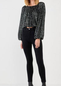 Empire Sequin Blouson Top-Hand In Pocket