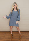 Cara Long Sleeve Sweater Dress-Grey-Hand In Pocket