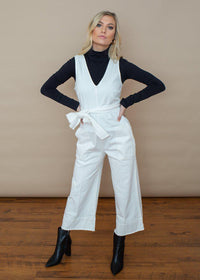 Astr the Label Daydream Denim Jumpsuit-Off White-Hand In Pocket