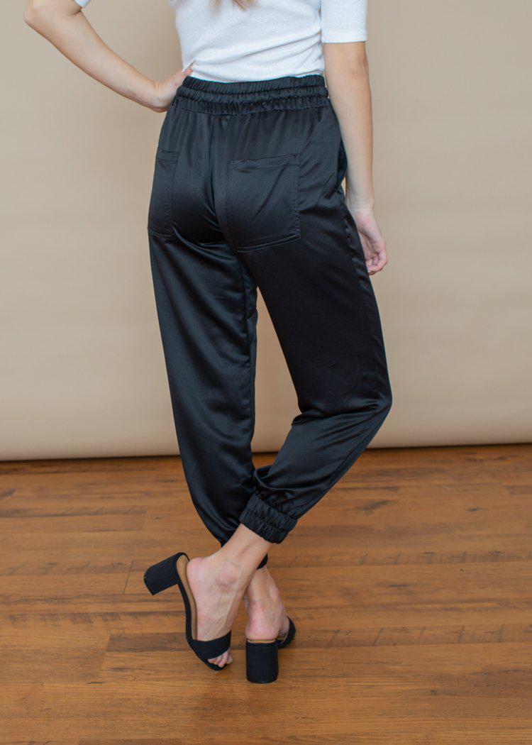 Karlie Silky Jogger Pant - Black-***FINAL SALE***-Hand In Pocket