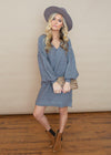 Cara Long Sleeve Sweater Dress-Grey-Hand In Pocket