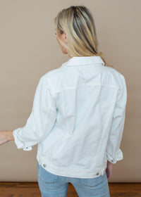 Blank NYC Head In The Clouds Denim Jacket-White-Hand In Pocket