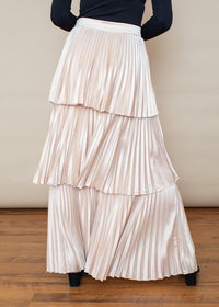 Annika Satin Pleated Tiered Maxi Skirt -***FINAL SALE***-Hand In Pocket