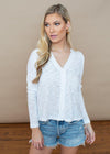 Bobi Burn Out Slub Button front Cardigan- White ***FINAL SALE***-Hand In Pocket