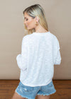 Bobi Burn Out Slub Button front Cardigan- White ***FINAL SALE***-Hand In Pocket