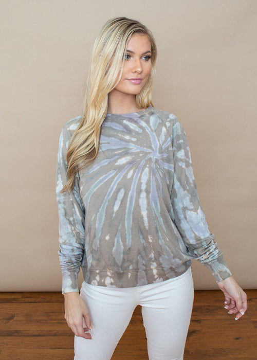 Lovestitch Olive Multi Tie Dye Pullover-Hand In Pocket