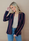 BB Dakota Pink Stripe Put a Pin in it Navy Blazer ***FINAL SALE***-Hand In Pocket