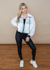 White and Black Hooded Zip-Up Windbreaker ***FINAL SALE***-Hand In Pocket