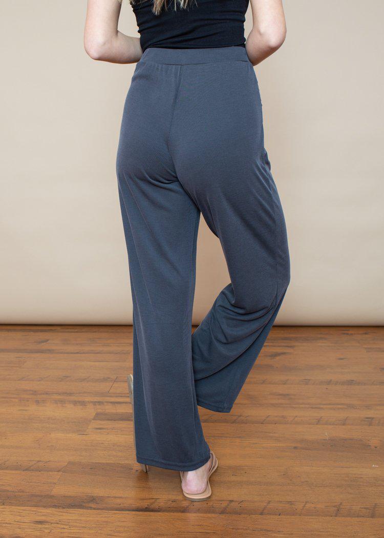 BB Dakota Got To Be Free Charcoal Ribbed Tie Front Pants ***FINAL SALE***-Hand In Pocket