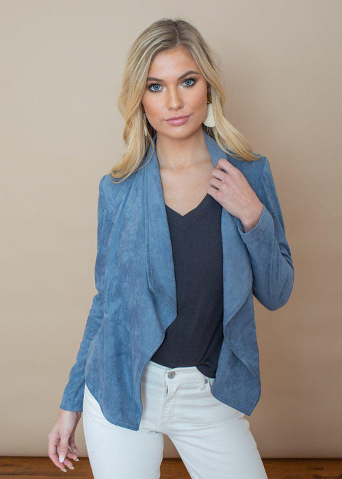 BB Dakota Hazey Blue Suede It Out Jacket-***FINAL SALE***-Hand In Pocket