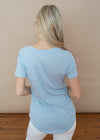 Z Supply Cotton Triblend Pocket Tee- Powder Blue-Hand In Pocket