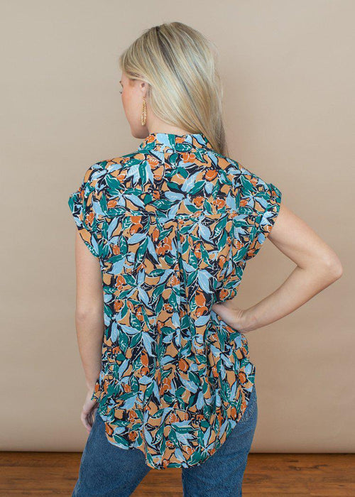 See U Soon Jeweled Tone Tropical Print Blouse***FINAL SALE***-Hand In Pocket