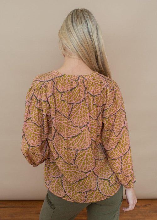 See U Soon Pink and Green Safari Print Blouse-Hand In Pocket