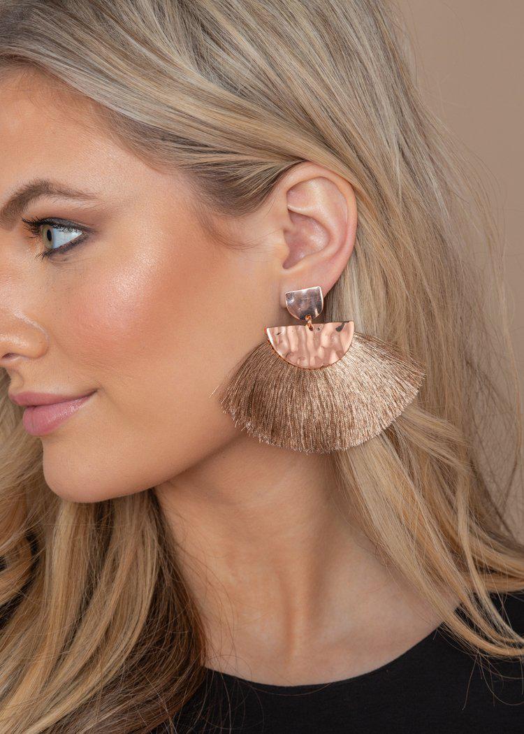 Rose Wailua Drop Fan Earrings-Hand In Pocket