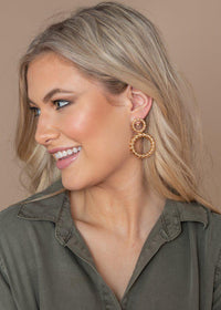 Pak Kret Gold Double Drop Hoops-Hand In Pocket