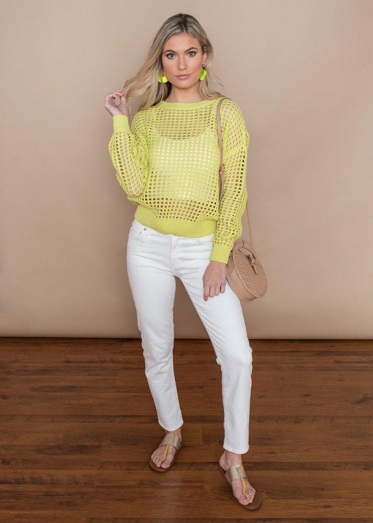 RD Style Crochet Sunny Lime Pull-Over Sweater-***FINAL SALE***-Hand In Pocket