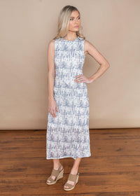 RD Style Blue and White Tie Dye Knit Dress-Hand In Pocket