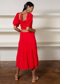 Lucy Paris Keely Cut Out Midi Dress-Red-***FINAL SALE***-Hand In Pocket