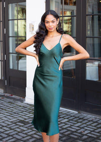 Lennox Midi Slip Dress- Green-***FINAL SALE***-Hand In Pocket