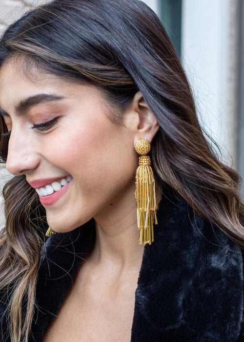 Valentina Tassel Earrings- Gold-Hand In Pocket