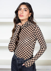 Dana Checker Sheer Print Top ***FINAL SALE***-Hand In Pocket