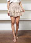 Elan Bella Tiered Mini Skirt - Champagne-***FINAL SALE***-Hand In Pocket