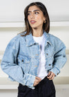 Kendall Cropped Denim Wash Jacket ***FINAL SALE***-Hand In Pocket