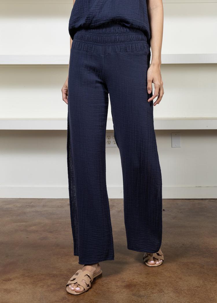 Stark X Ashton Side Slit Pant-Navy-Hand In Pocket