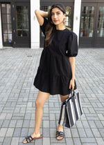 Sanctuary Poplin Mix Dress - Black-Hand In Pocket