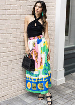 Nora Printed A-Line Skirt-Hand In Pocket