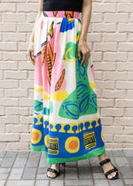 Nora Printed A-Line Skirt-Hand In Pocket