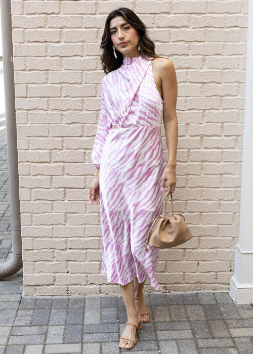 Larissa One Shoulder Midi Dress - Pink ***FINAL SALE***-Hand In Pocket