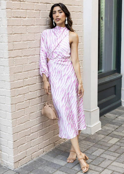 Larissa One Shoulder Midi Dress - Pink ***FINAL SALE***-Hand In Pocket