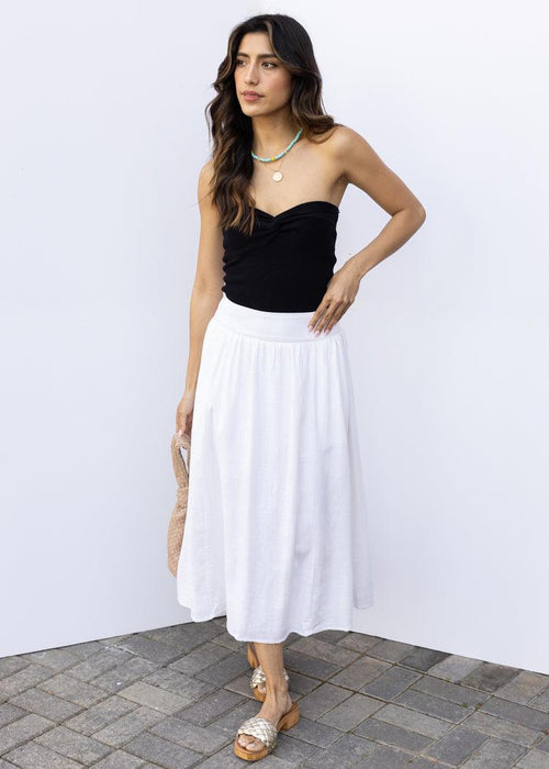 Sally A-Line Midi Skirt-White***FINAL SALE***-Hand In Pocket