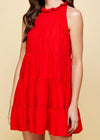 Bianca Tiered Tie Back Halter Dress-Red-***PREORDER***-Hand In Pocket